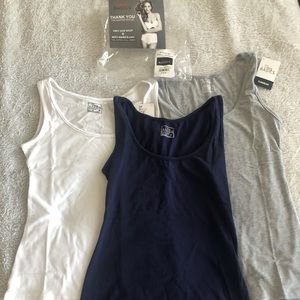 Tank tops three pk. Navy/wht/gray sz S